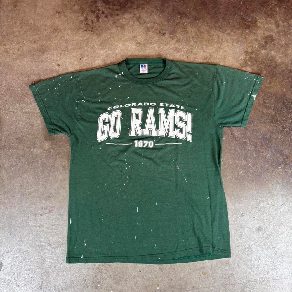 Vintage 90s Colorado State University green Russell Athletic tee Men's Large
